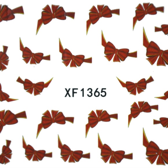 Red French Tip Bow- Nail Art Decal- Blue83 - Picture 3 of 3